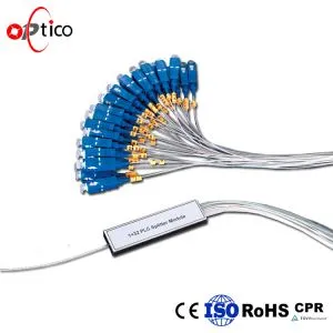 Tiub keluli 1*32 PLC Splitter dengan penyambung SC