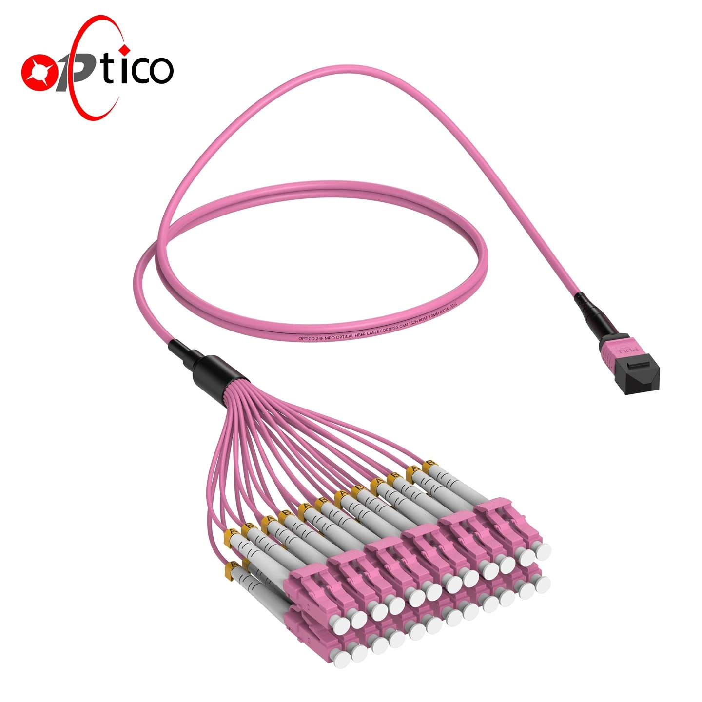 MPO-LC Multimode OM4 Fanout Fiber Optic Patch Cable 5 Meter
